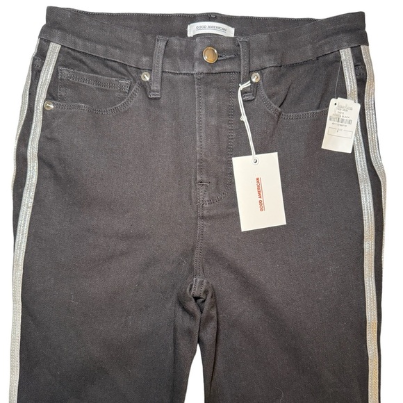 Good American Good Legs Athletic Stripe Jeans in Black Size 6/28 - Picture 6 of 11